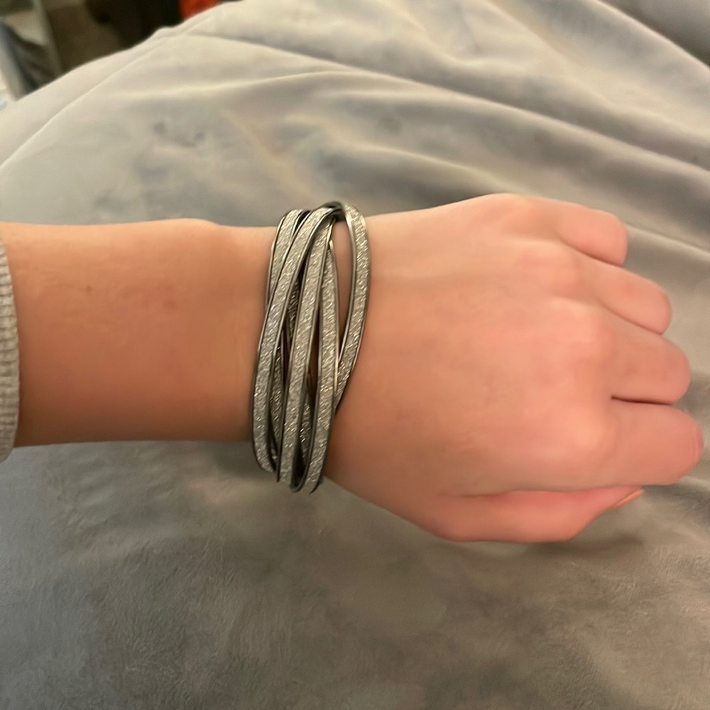 Silver bracelets, connected. Barely worn!